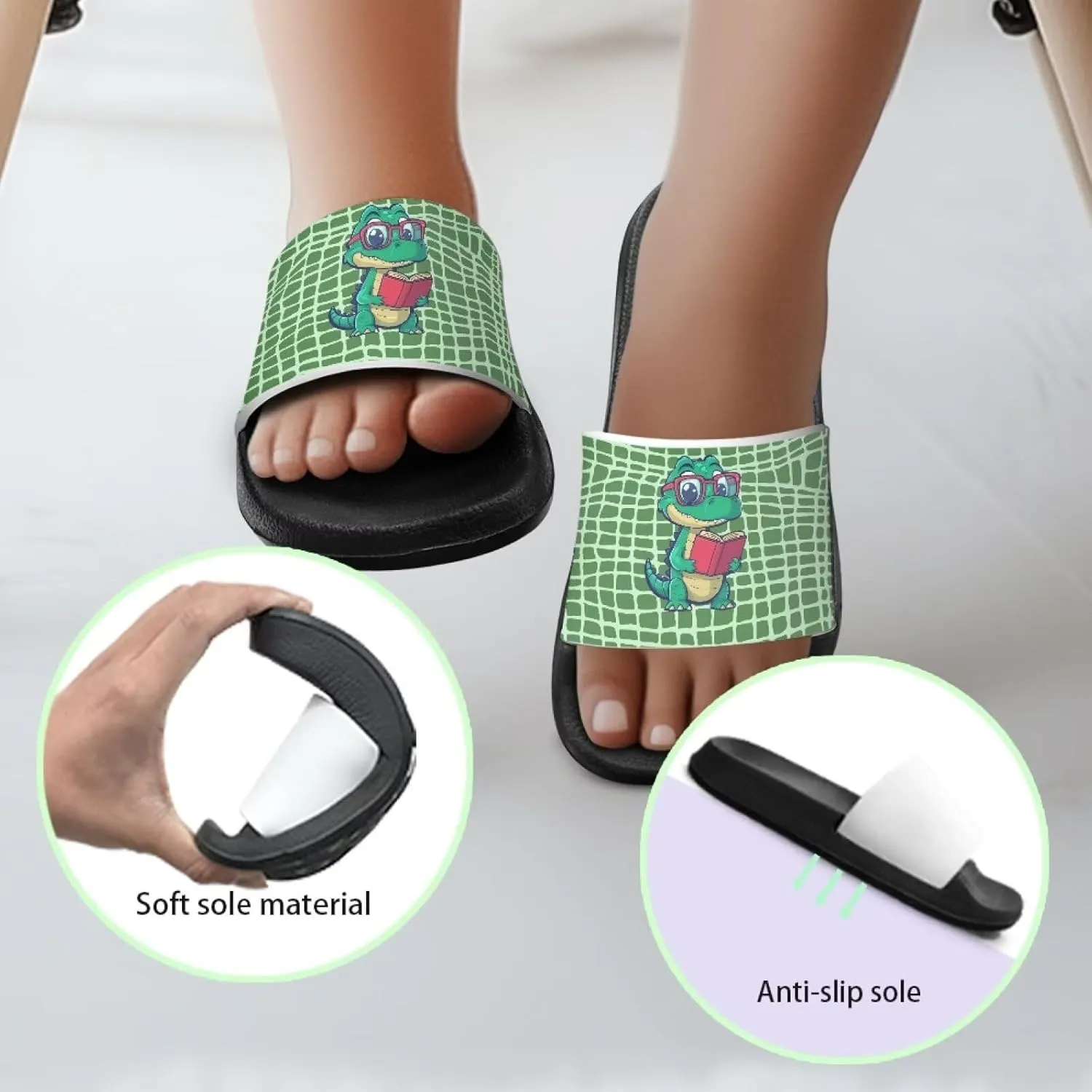 Quick-Dry EVA Kids Sandals Non-Slip Lightweight Slides for Bathroom Pool & Outdoor Play for Little/Big Kids Size 11-3