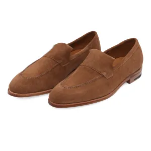 "Aley" Suede Loafer with Hand-Stitched Apron in Brown
