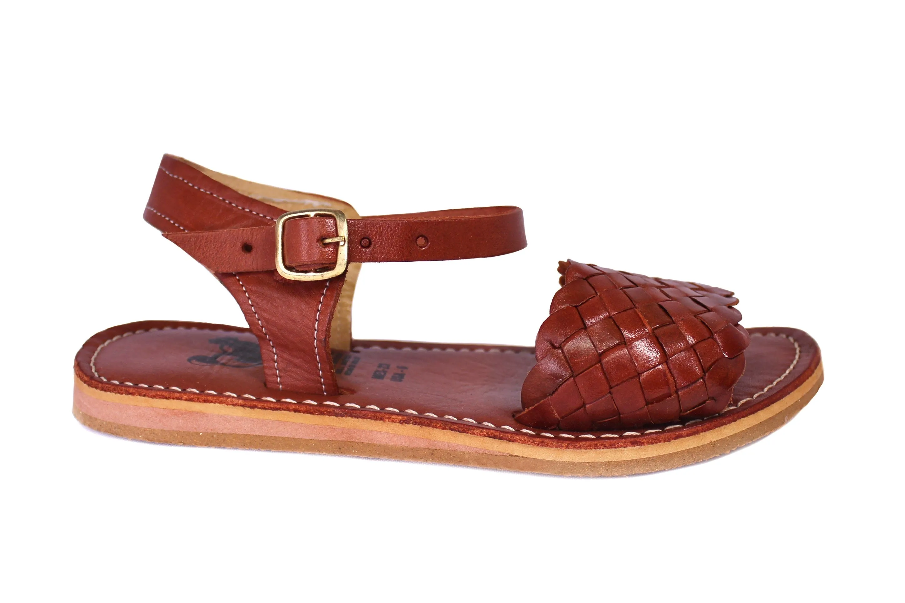 "Lupita" Leather Sandal - Chestnut