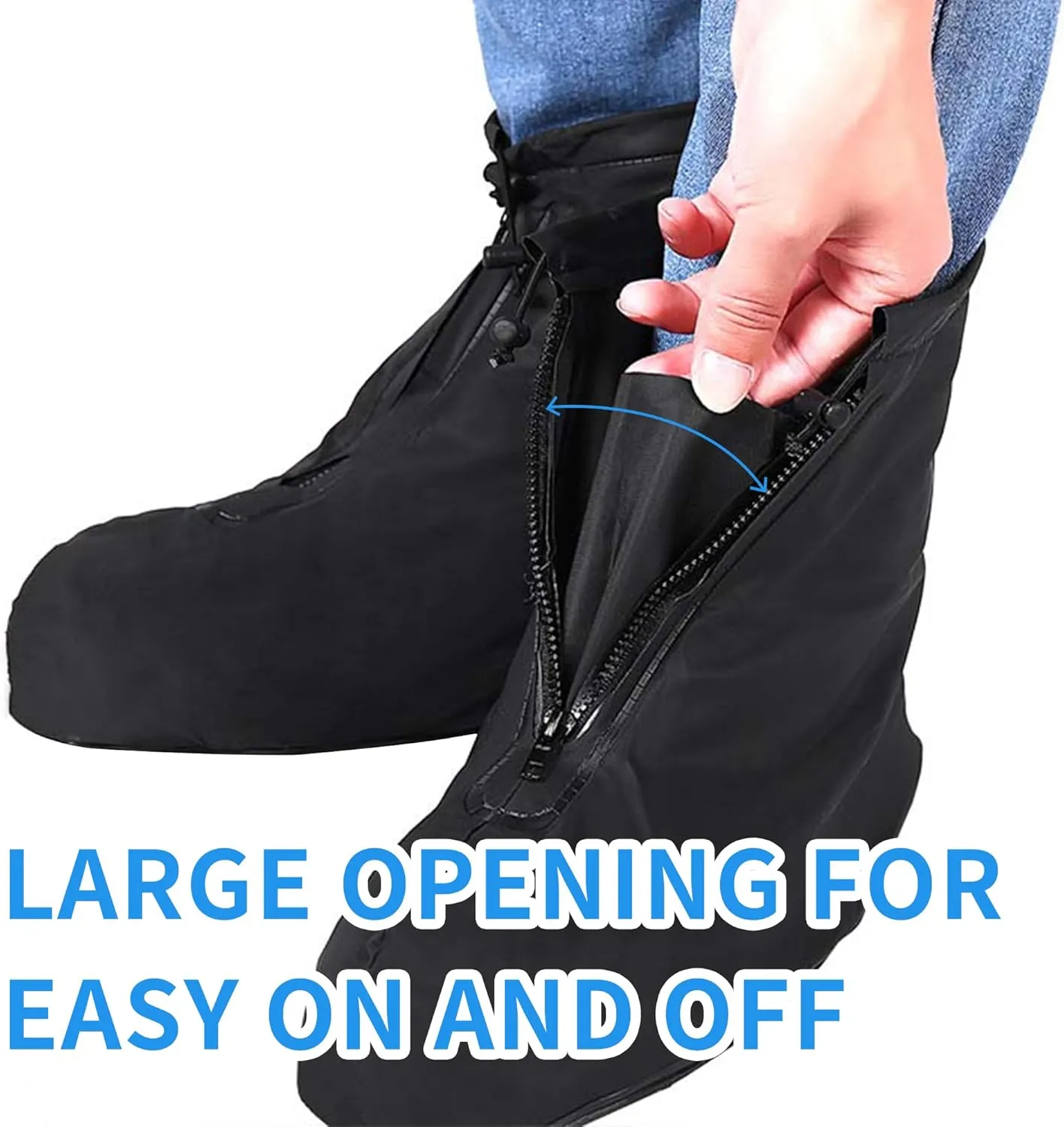 Rain Shoe Covers Waterproof for Men Women Shoe Boots Galoshes Protectors with Zipper Not-Slip Reusable Overshoes for Hiking Climbing Camping Cycling Rainy Day