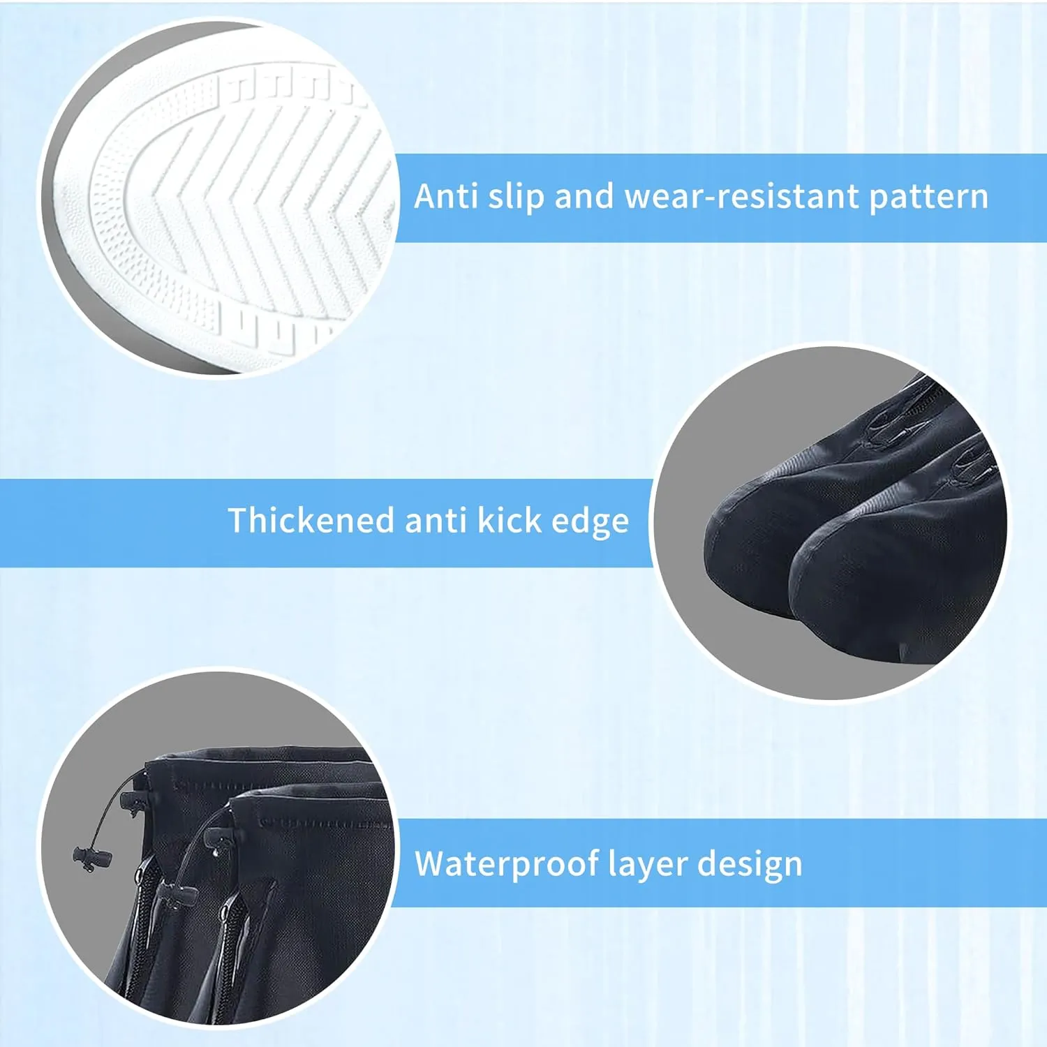 Rain Shoe Covers Waterproof for Men Women Shoe Boots Galoshes Protectors with Zipper Not-Slip Reusable Overshoes for Hiking Climbing Camping Cycling Rainy Day