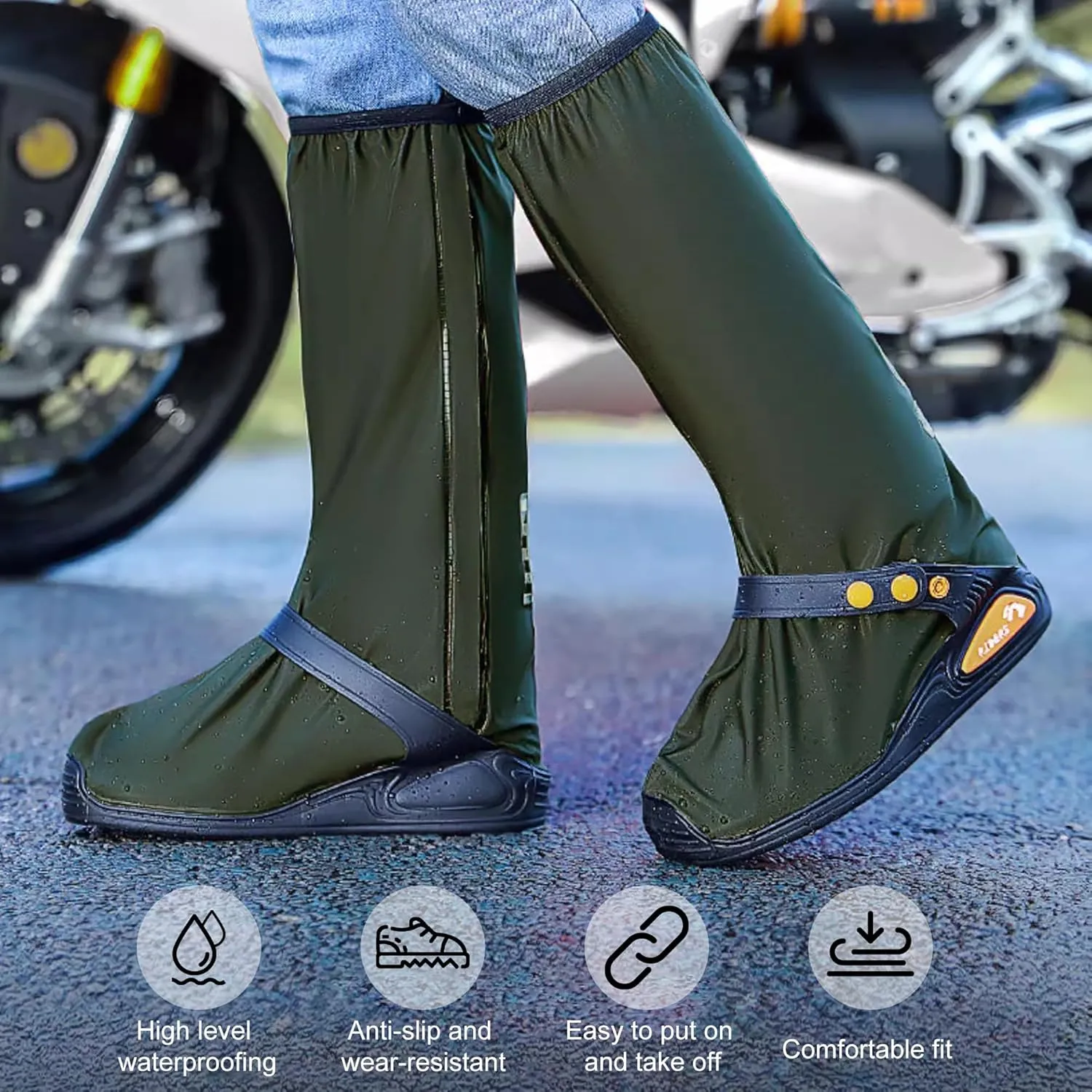 Rain Shoe Covers Waterproof Rain Boot Shoe Cover for Men and Women (Green, L)