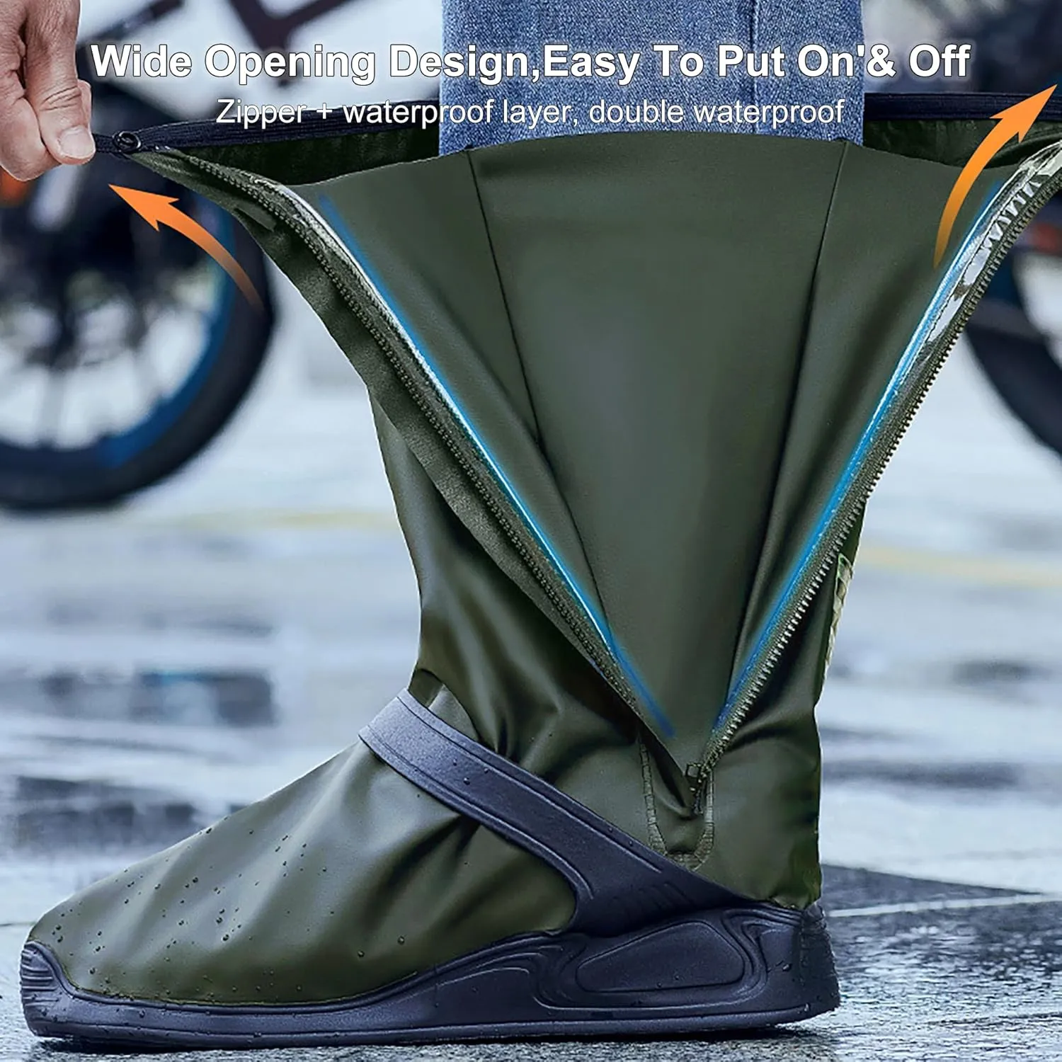 Rain Shoe Covers Waterproof Rain Boot Shoe Cover for Men and Women (Green, L)