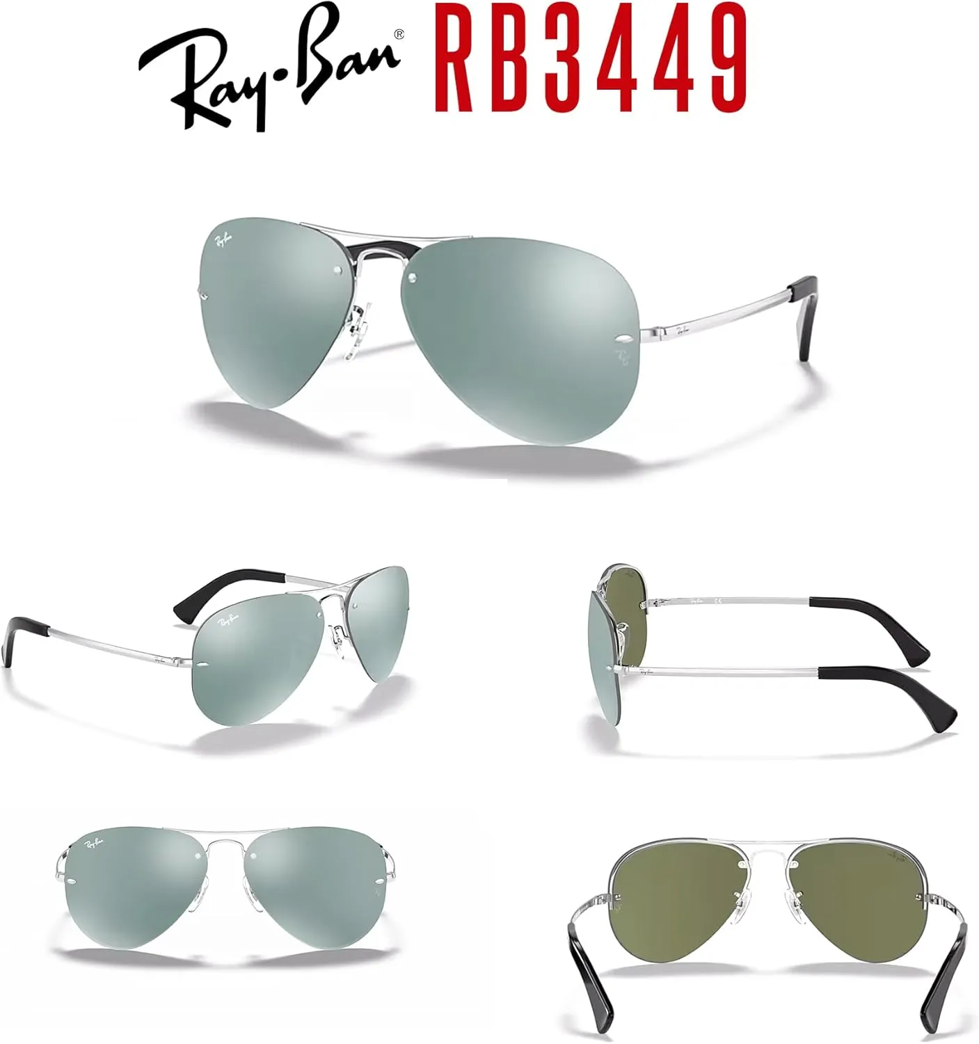 Ray-Ban RB3449 Aviator Sunglasses For Men For Women   BUNDLE with Designer iWear Eyewear Care Kit