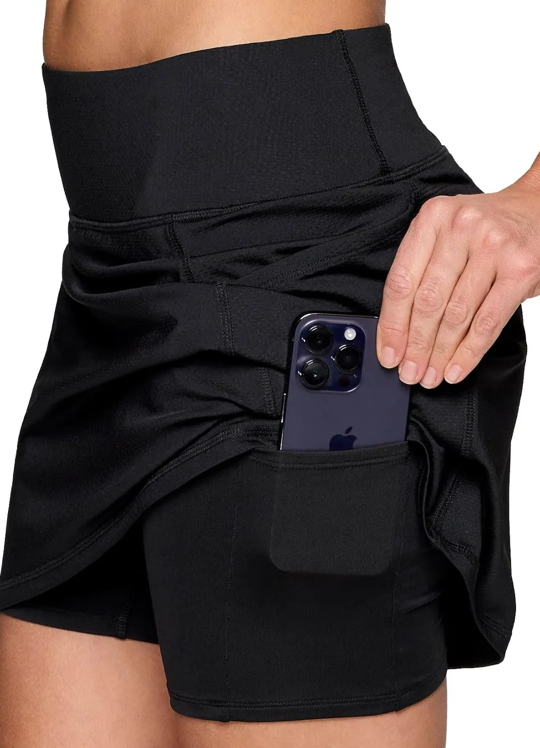 RBX Active Women's Fashion Stretch Knit Flat Front Golf/Tennis Athletic Skort with Attached Bike Short and Pockets