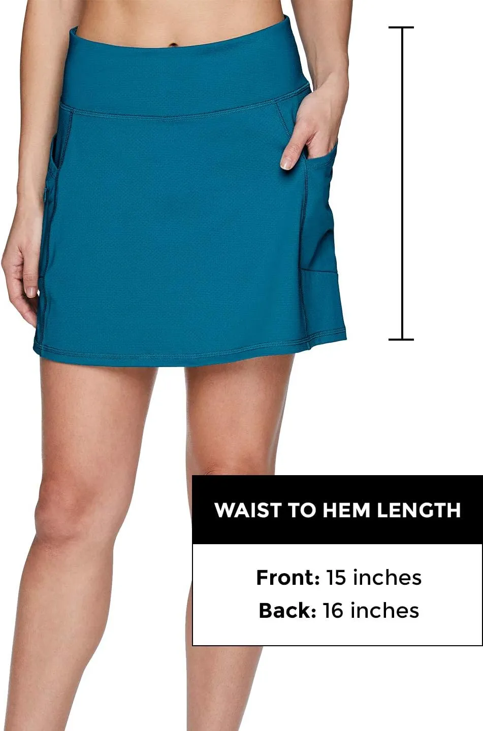 RBX Active Women's Fashion Stretch Knit Flat Front Golf/Tennis Athletic Skort with Attached Bike Short and Pockets