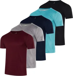 Real Essentials 5 Pack Men’s Active Quick Dry Mesh Crew Neck T Shirts | Athletic Short Sleeve Tee (Available in Big & Tall)