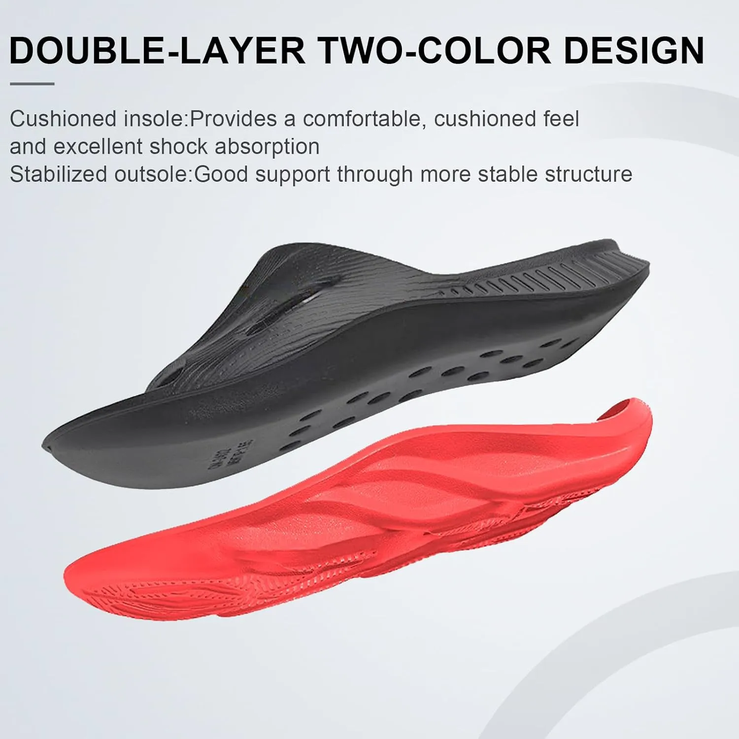 Recovery Slides for Men and Women - Orthopedic Sandals with Arch Support & Thick Cushion, Plantar Fasciitis Slippers, Lightweight Non-Slip Slides for Post-Workout Recovery
