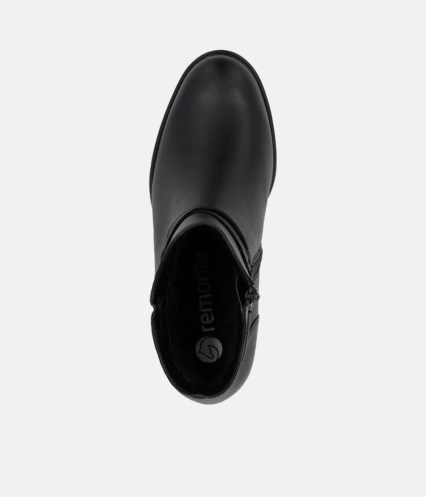 Remonte Chic Black Block Heel Ankle Boots