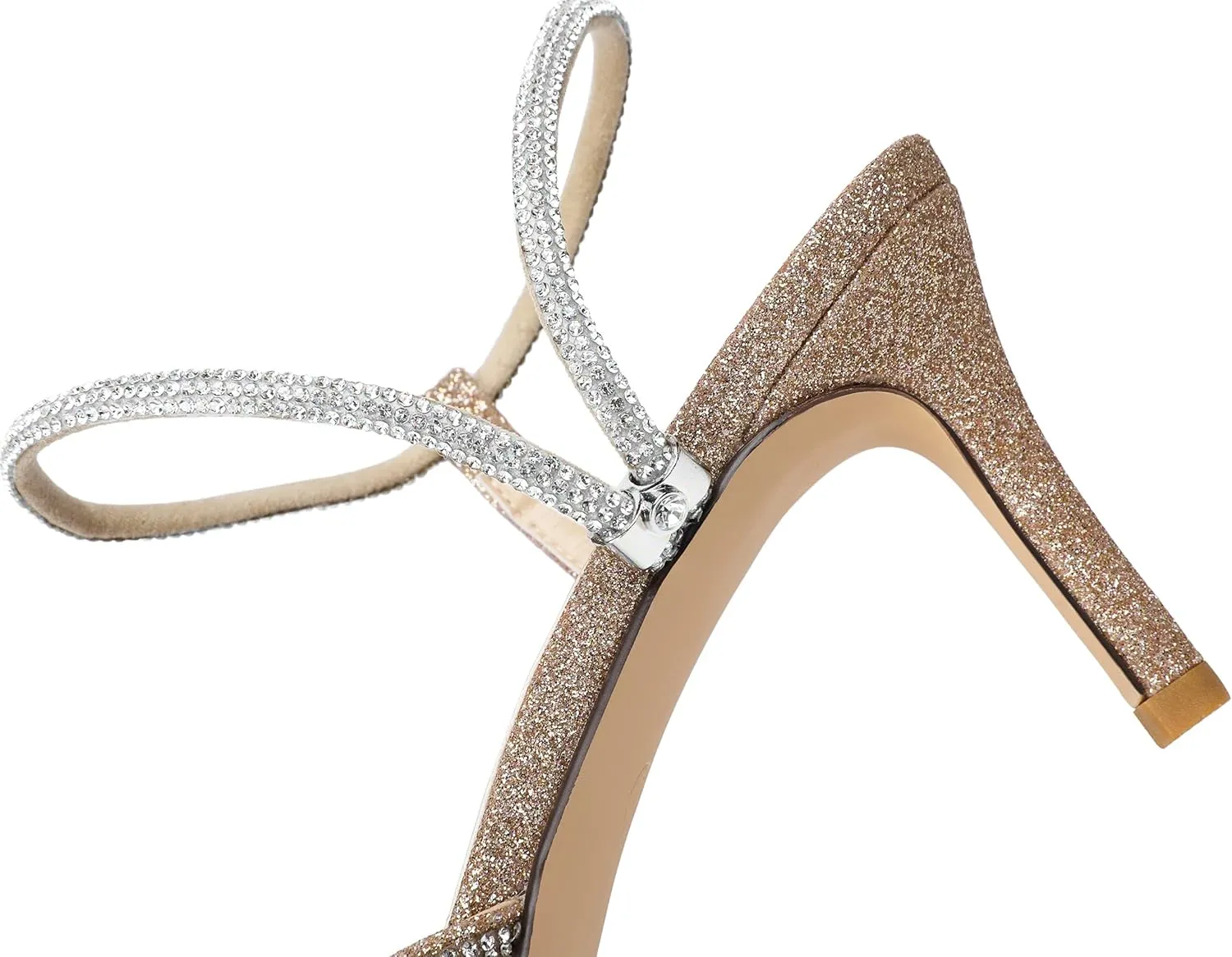 RIBONGZ Women's Wedding Shoes Glitter Sparkly Pointed Toe Strappy High Heels Sexy Ankle Strap Pumps Bridal Party Work Dress Shoes