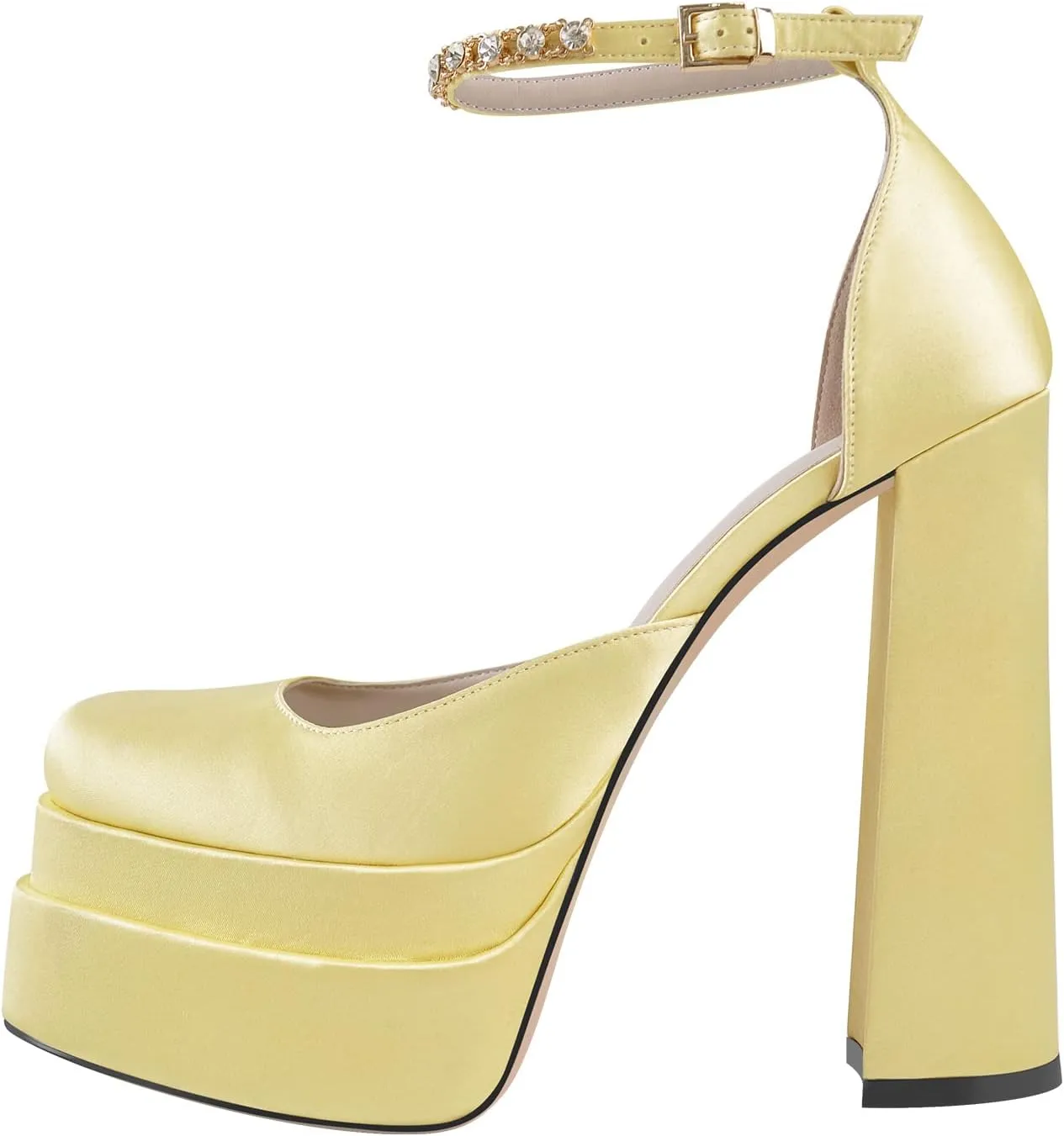 Richealnana Women's Platform Clear PVC Strap Glitter Stiletto Heel Sandals