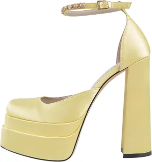 Richealnana Women's Platform Clear PVC Strap Glitter Stiletto Heel Sandals