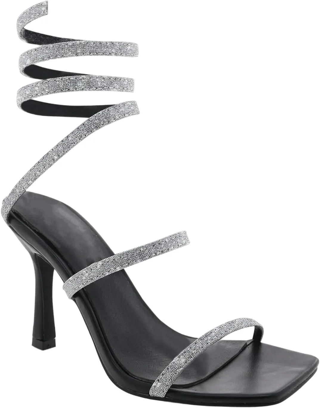 Richealnana Women's Square Toe Glitter Straps Stiletto High Heel