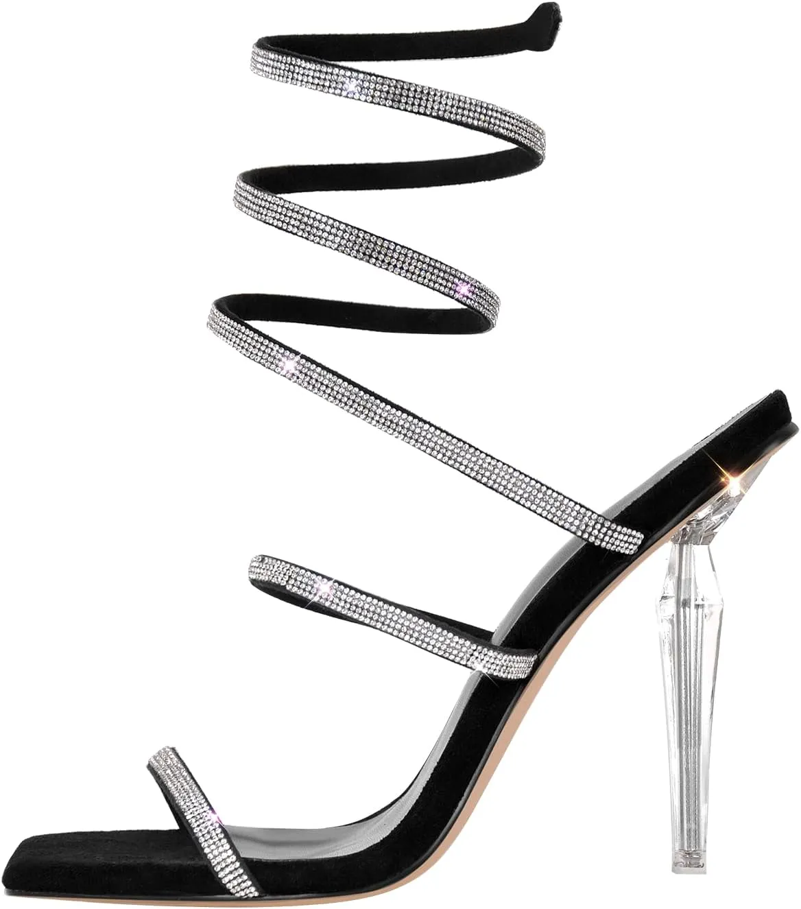 Richealnana Women's Square Toe Glitter Straps Stiletto High Heel