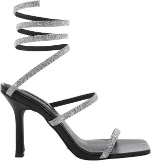 Richealnana Women's Square Toe Glitter Straps Stiletto High Heel