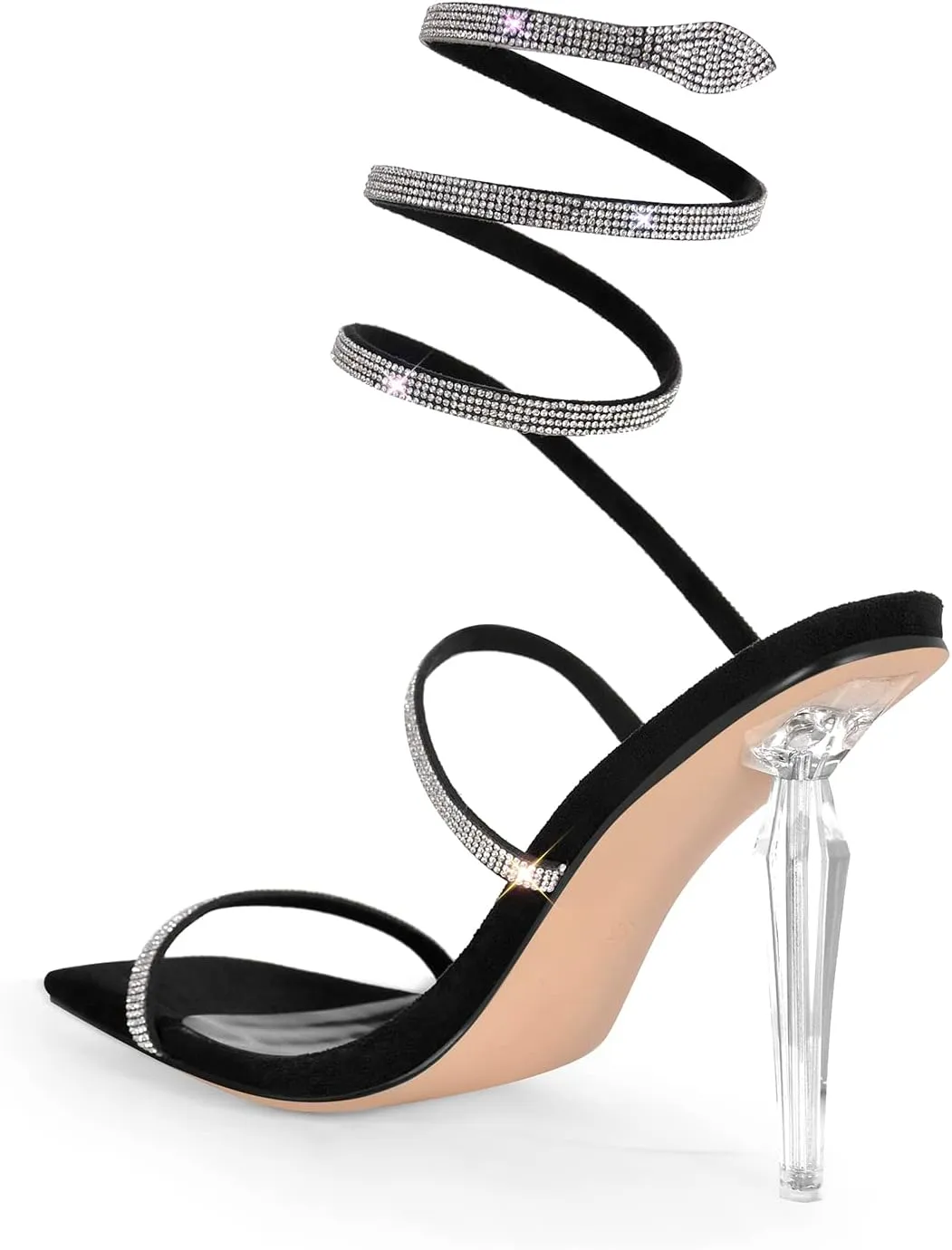 Richealnana Women's Square Toe Glitter Straps Stiletto High Heel