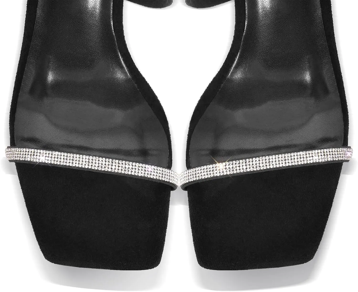 Richealnana Women's Square Toe Glitter Straps Stiletto High Heel