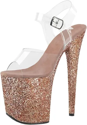 Roimaash Fancy Women 20CM Glitter Pole Dance Sandals