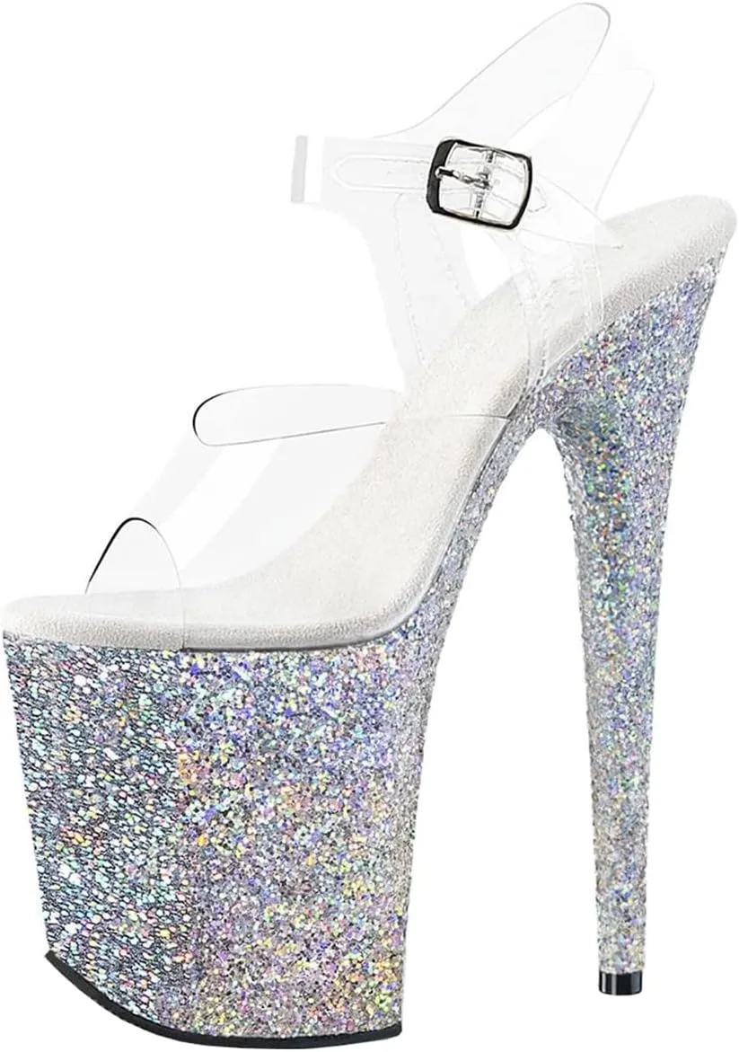 Roimaash Fancy Women 20CM Glitter Pole Dance Sandals