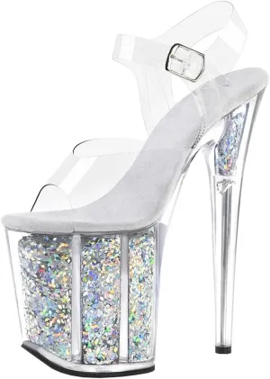 Roimaash Fancy Women 20CM Glitter Pole Dance Sandals