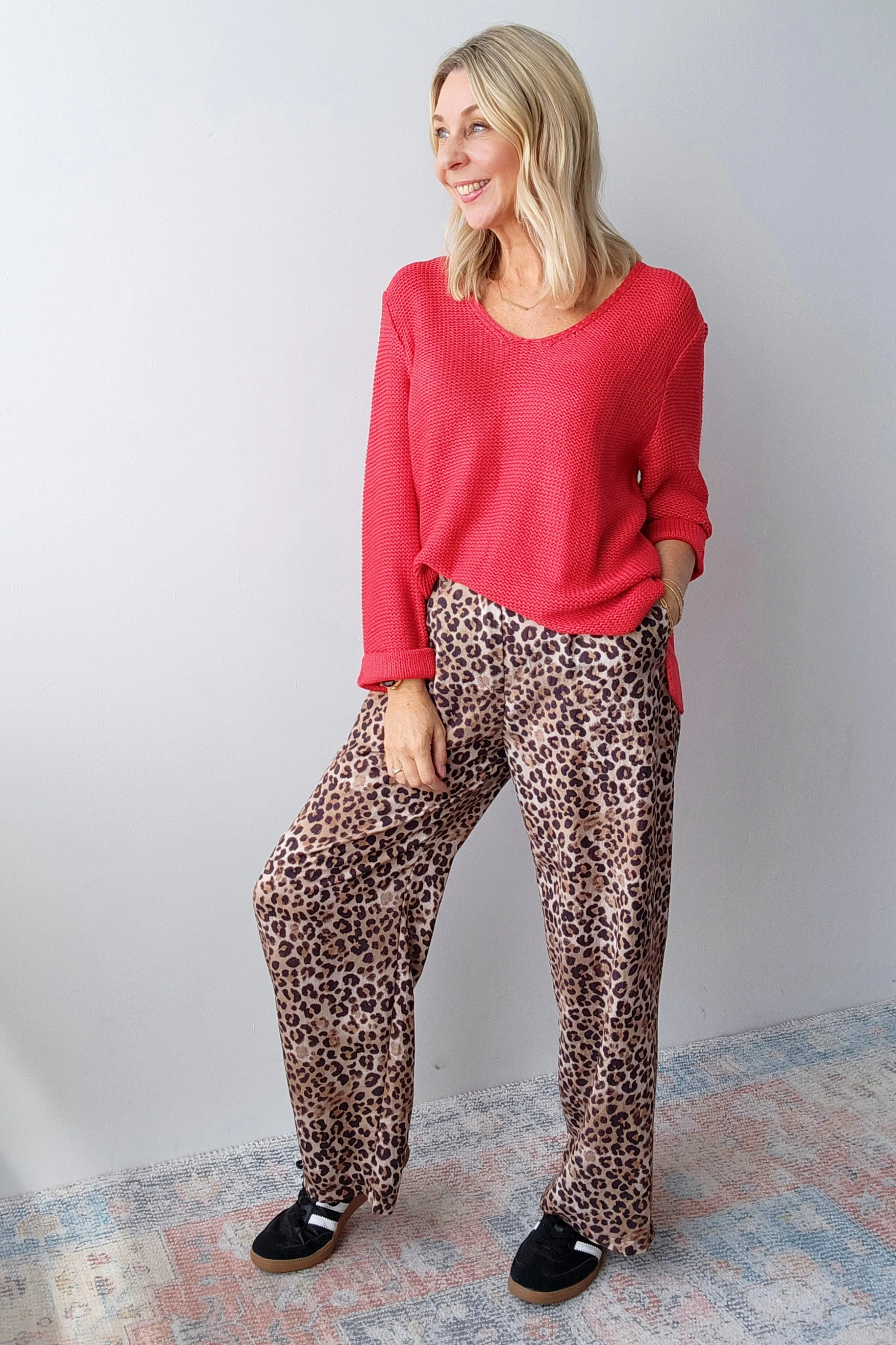 Roll Sleeve Knit - Red
