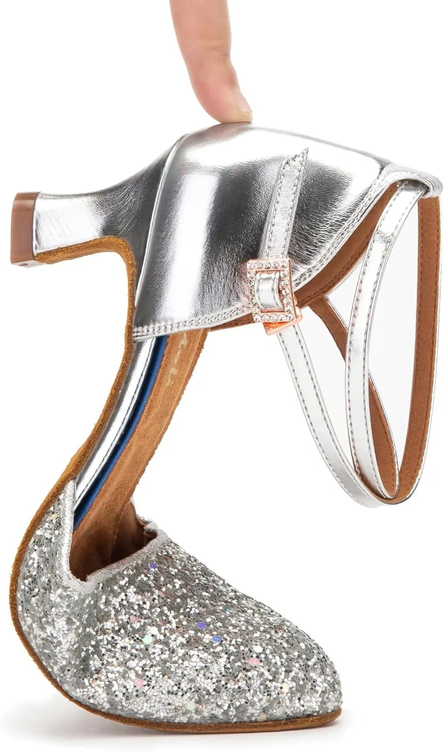 RoseMoli 1920s Shoes for Women Salsa Ballroom Dance Shoes for Woman Low Heels Dancing Pumps for Latin Tango Flapper Character Party Glitter Shoe