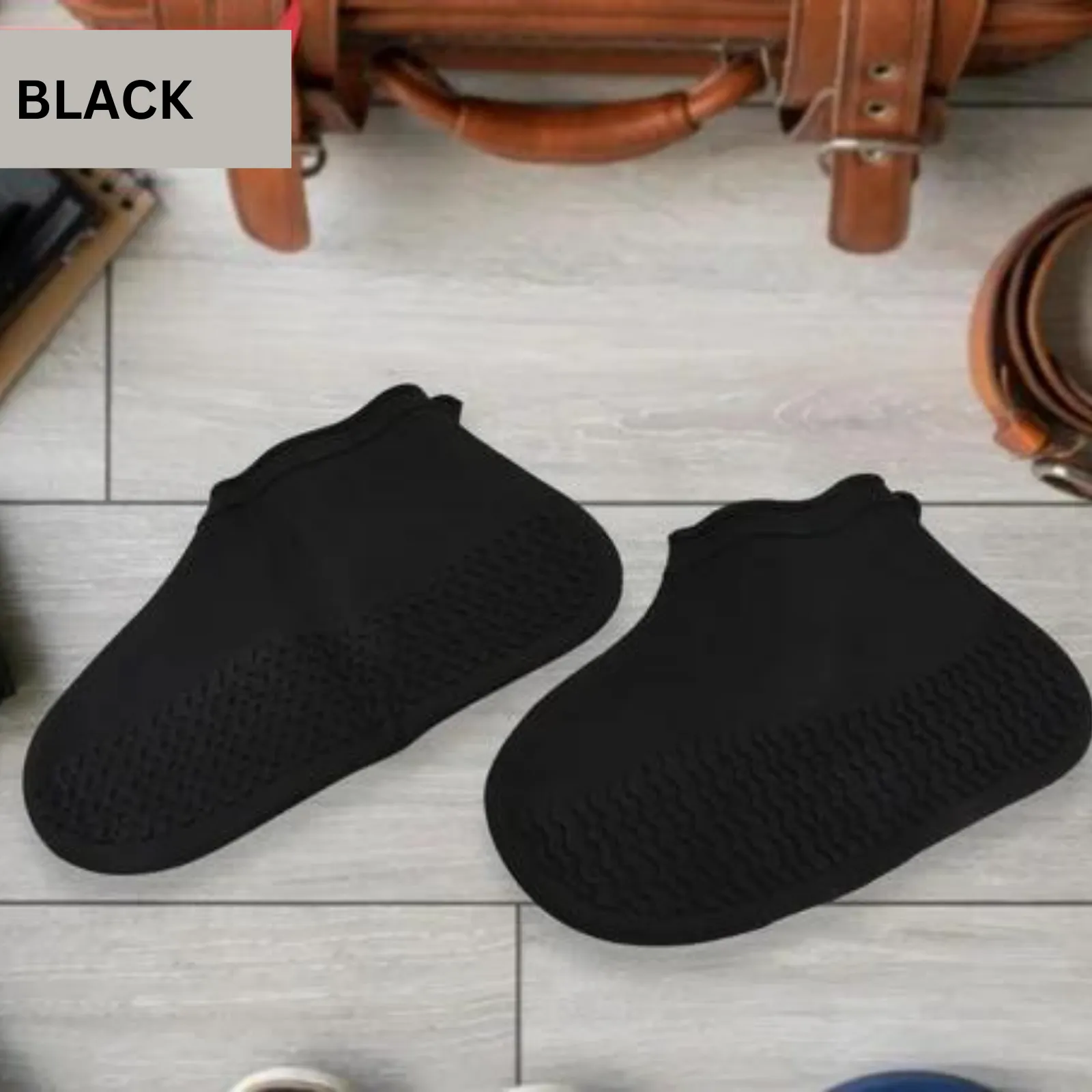 RUBBER Foot Large Non Slip Rain Water SHOE COVER WATERPROOF Silicone Black