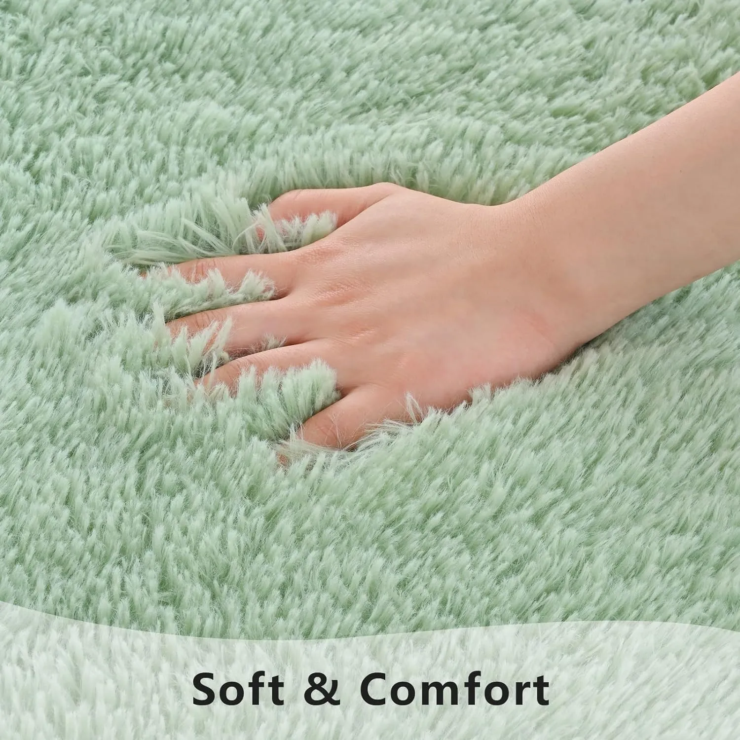 Sage Green Rug for Bedroom, 2x6 Fluffy Bedside Rugs Runner Throw Area Rug Carpets,Soft Shaggy Rug for Kids Boys Girls Room Nursery, Furry Shag Small Rug Indoor Carpet Home Decor