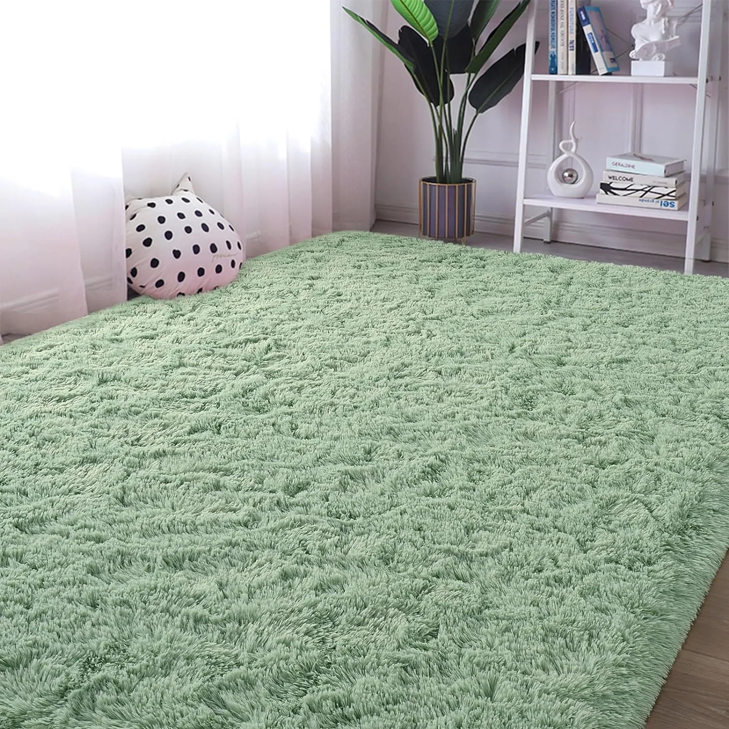 Sage Green Rug for Bedroom, 2x6 Fluffy Bedside Rugs Runner Throw Area Rug Carpets,Soft Shaggy Rug for Kids Boys Girls Room Nursery, Furry Shag Small Rug Indoor Carpet Home Decor