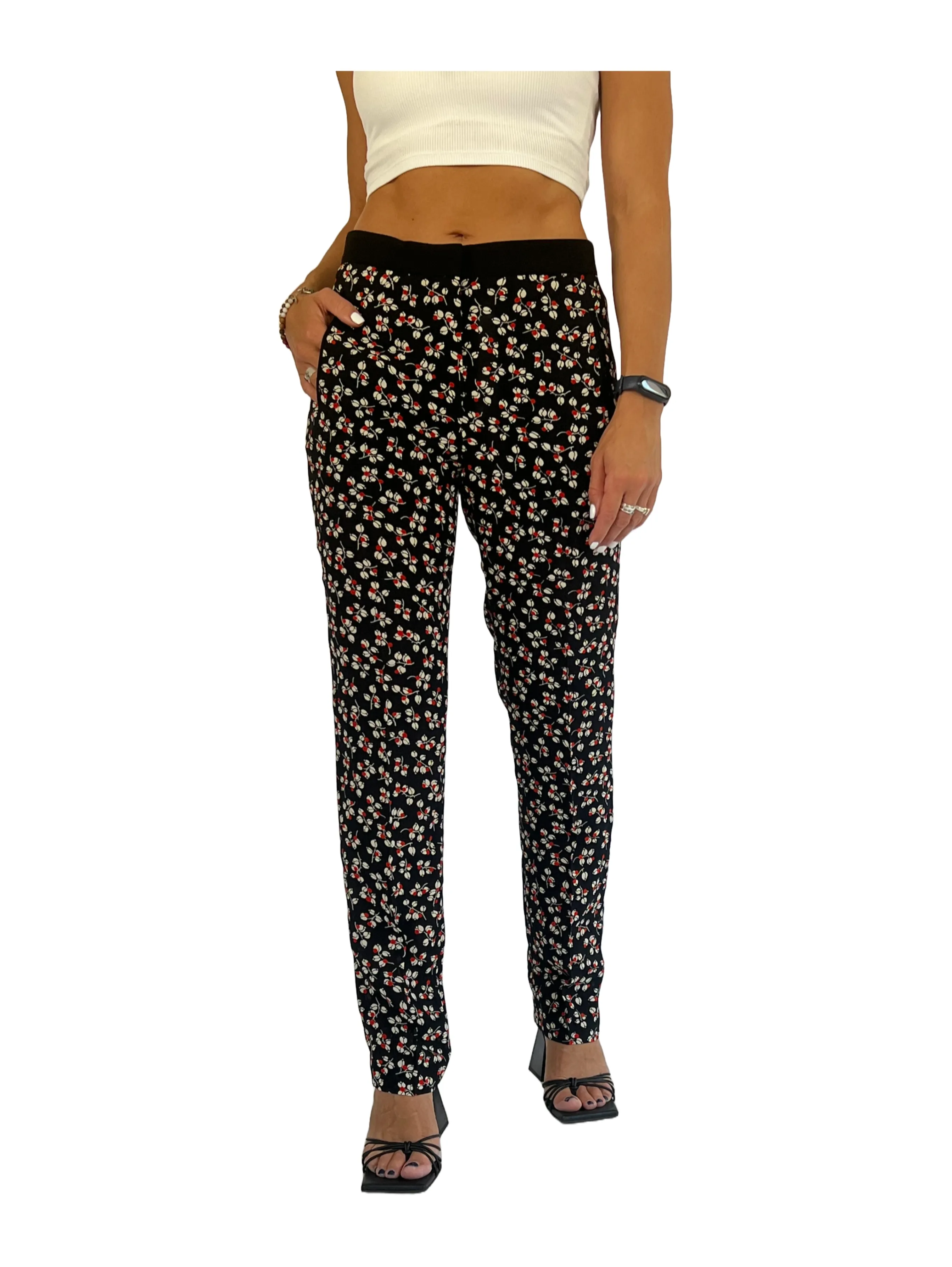 SANDRO Floral Print Lightweight Pants, SIZE 1, SMALL