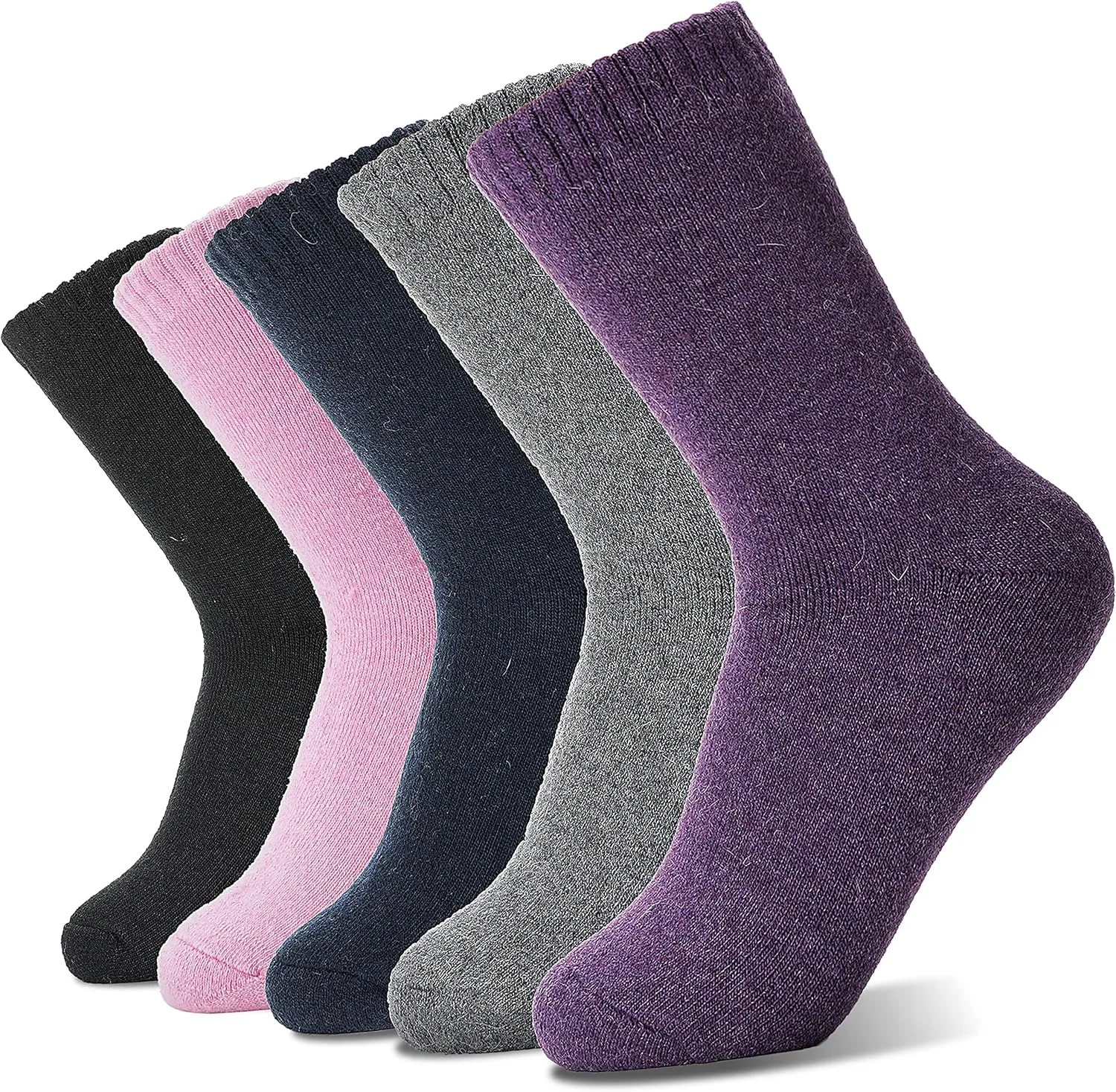 Sandsuced 5 Pack Merino Wool Hiking Socks for Women Warm Winter Thick Thermal Cozy Boot Work Soft Ladies Socks