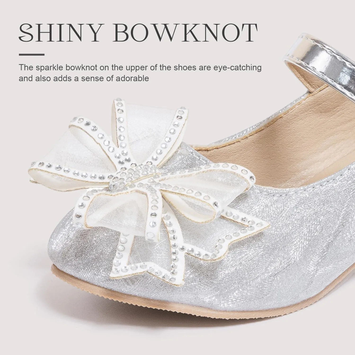 Sawimlgy Girls Sparkle Dress Shoes Toddler Glitter Princess Heels Kids Bows Mary Jane Girl Shoes for Wedding Party Dance Costume Easter