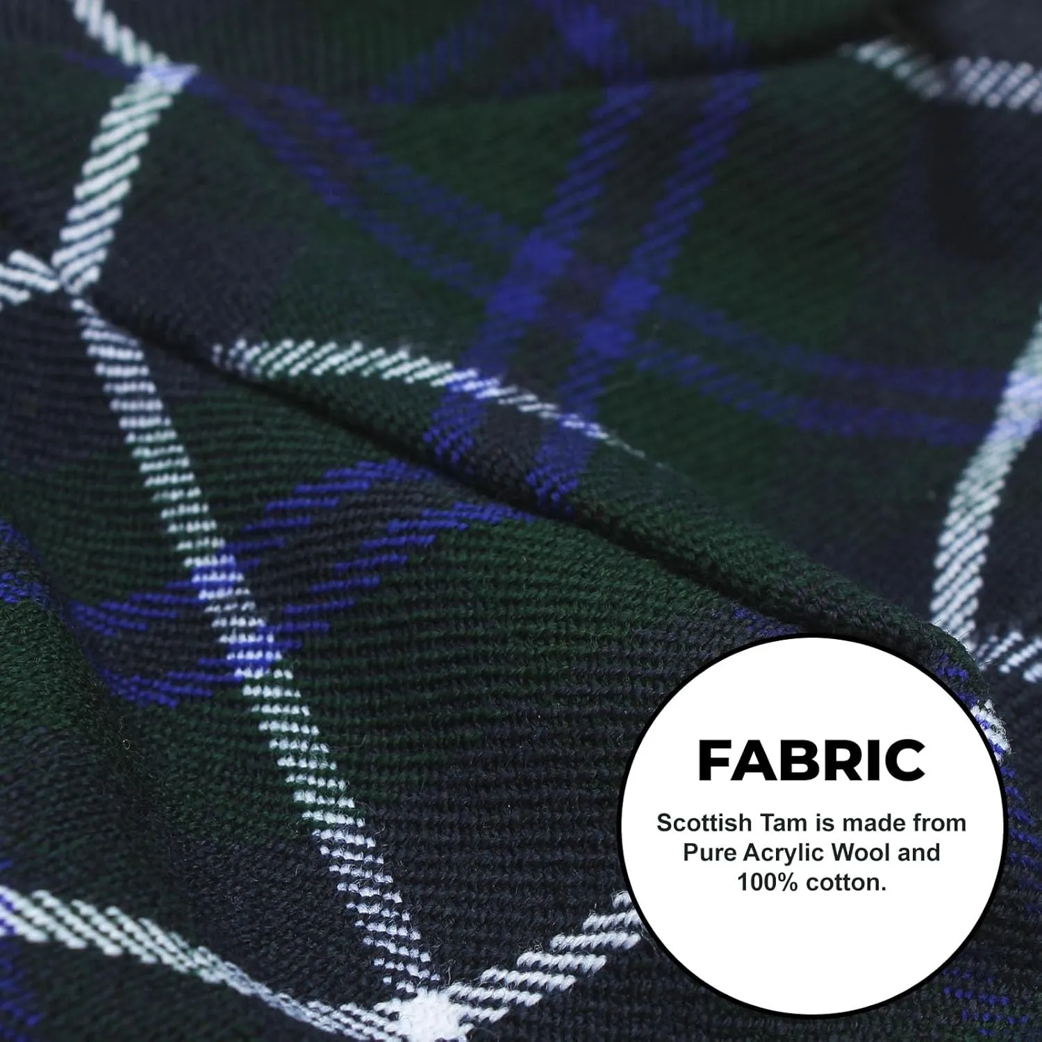 Scottish Traditional Tam o' Shatner Acrylic Wool Tammy Hat Flat Bonnet Kilt Many Tartans