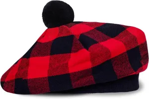 Scottish Traditional Tam o' Shatner Acrylic Wool Tammy Hat Flat Bonnet Kilt Many Tartans
