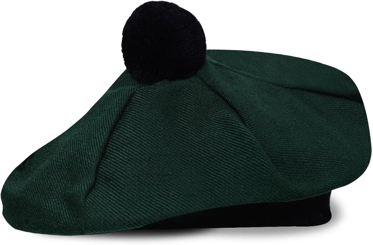 Scottish Traditional Tam o' Shatner Acrylic Wool Tammy Hat Flat Bonnet Kilt Many Tartans