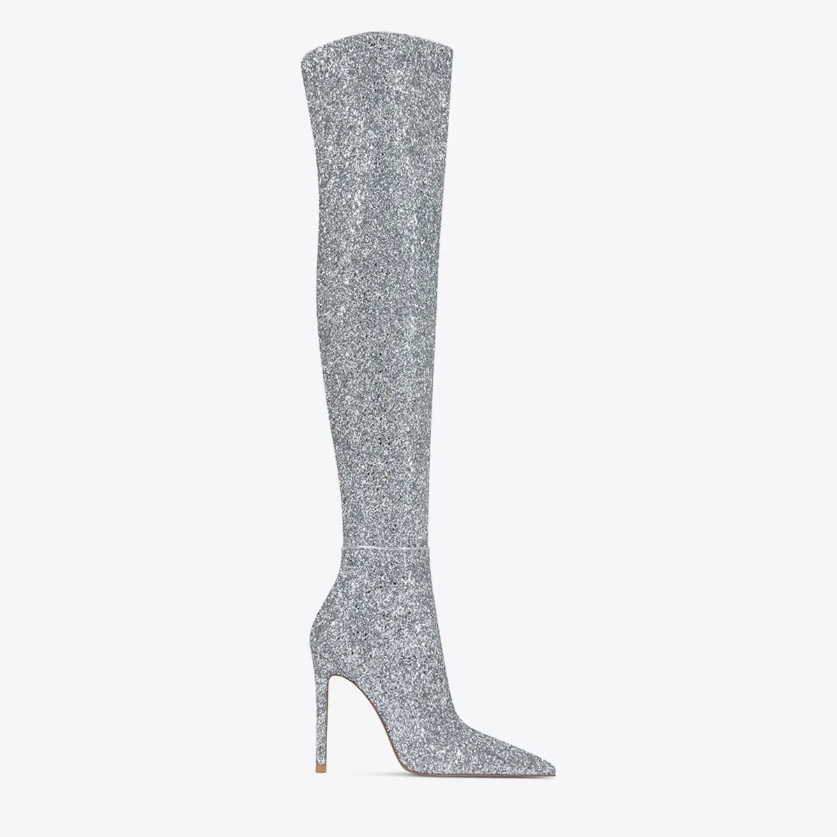 Sequined Pointed Toe Stiletto Heel Knee High Boots