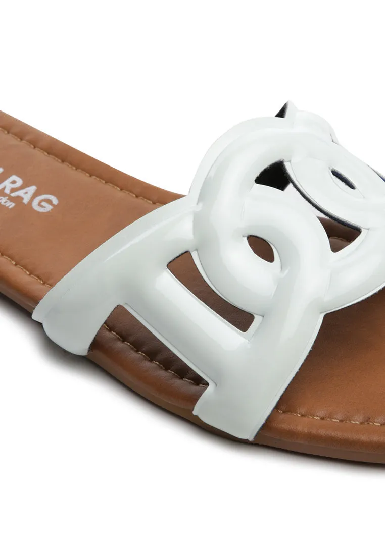 shiny slip-on flat