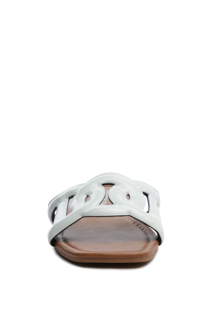 shiny slip-on flat