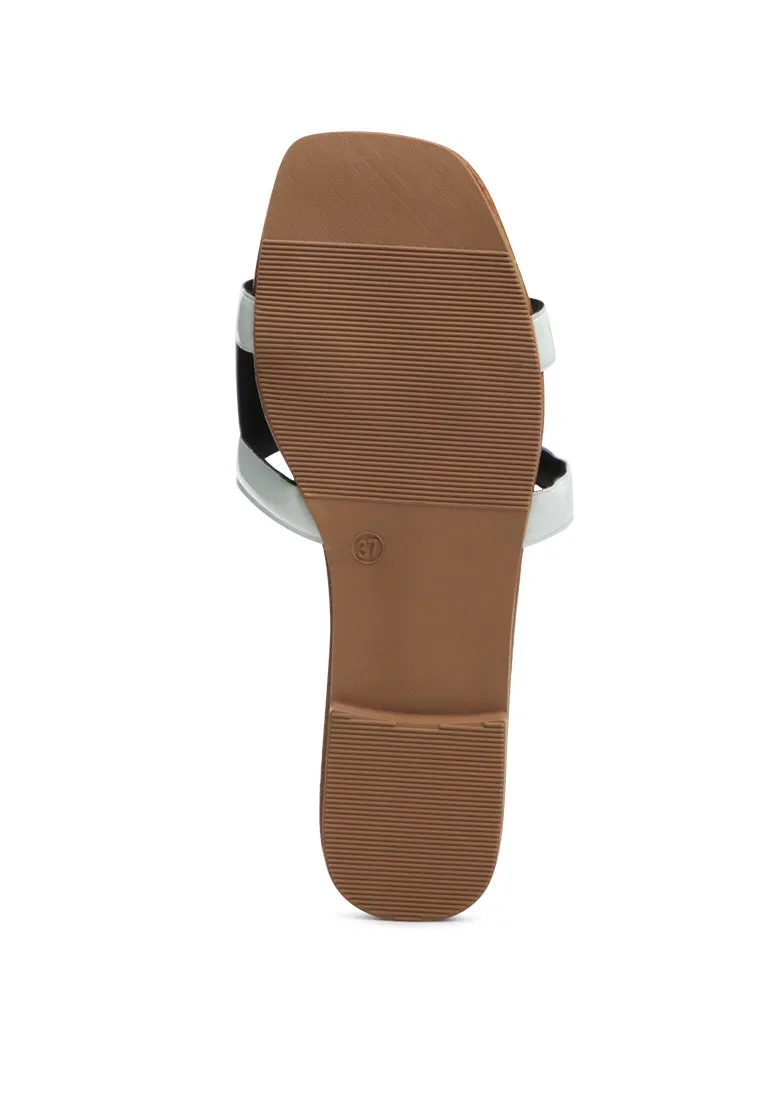 shiny slip-on flat