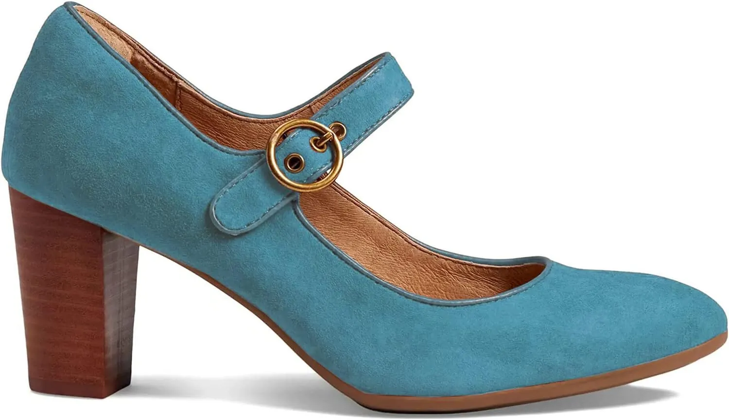 SHODENSE Women Chunky High Heel Mary Jane Suede Pumps Shoes Round Closed Toe Ankle Strap Dress Sandals 3" Block Heel Mary Jane Lolita Pumps Two-Toned Buckle Office Work Wedding Retro 4-11 M US
