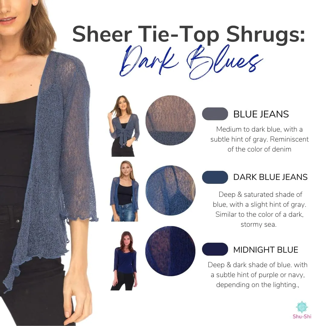 SHU-SHI Sheer Cardigans For Women Summer Knit Shrug Lightweight For Dresses Tie Top Open Front