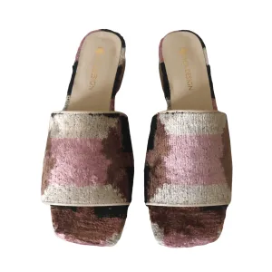 Silk Velvet Ikat Slide in Pink Stripe
