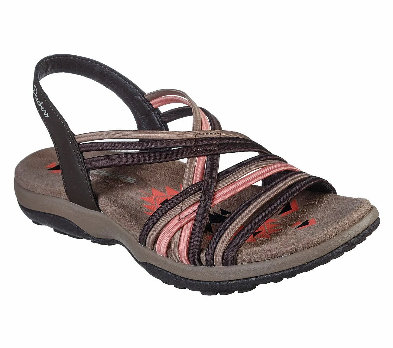 Skechers Ladies Reggae Slim Simply Stretch chocolate/Multi Sandals 163023/CHMT