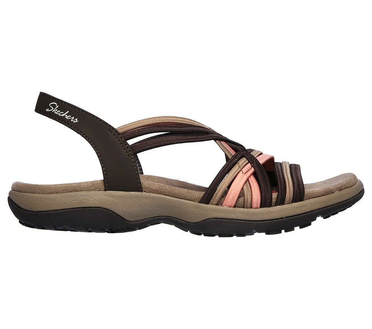 Skechers Ladies Reggae Slim Simply Stretch chocolate/Multi Sandals 163023/CHMT