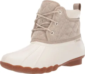 Skechers Women's Pond Lil Puddles Mid Quilted Lace Up Duck Boot with Waterproof Outsole