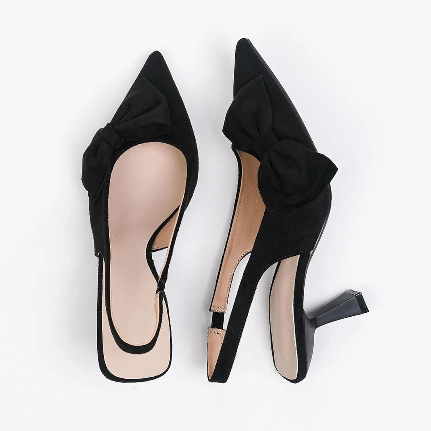 Slingback Heels for Women Bow Closed Pointed Toe Pumps Kitten Heel Wedding Party Dress Shoes