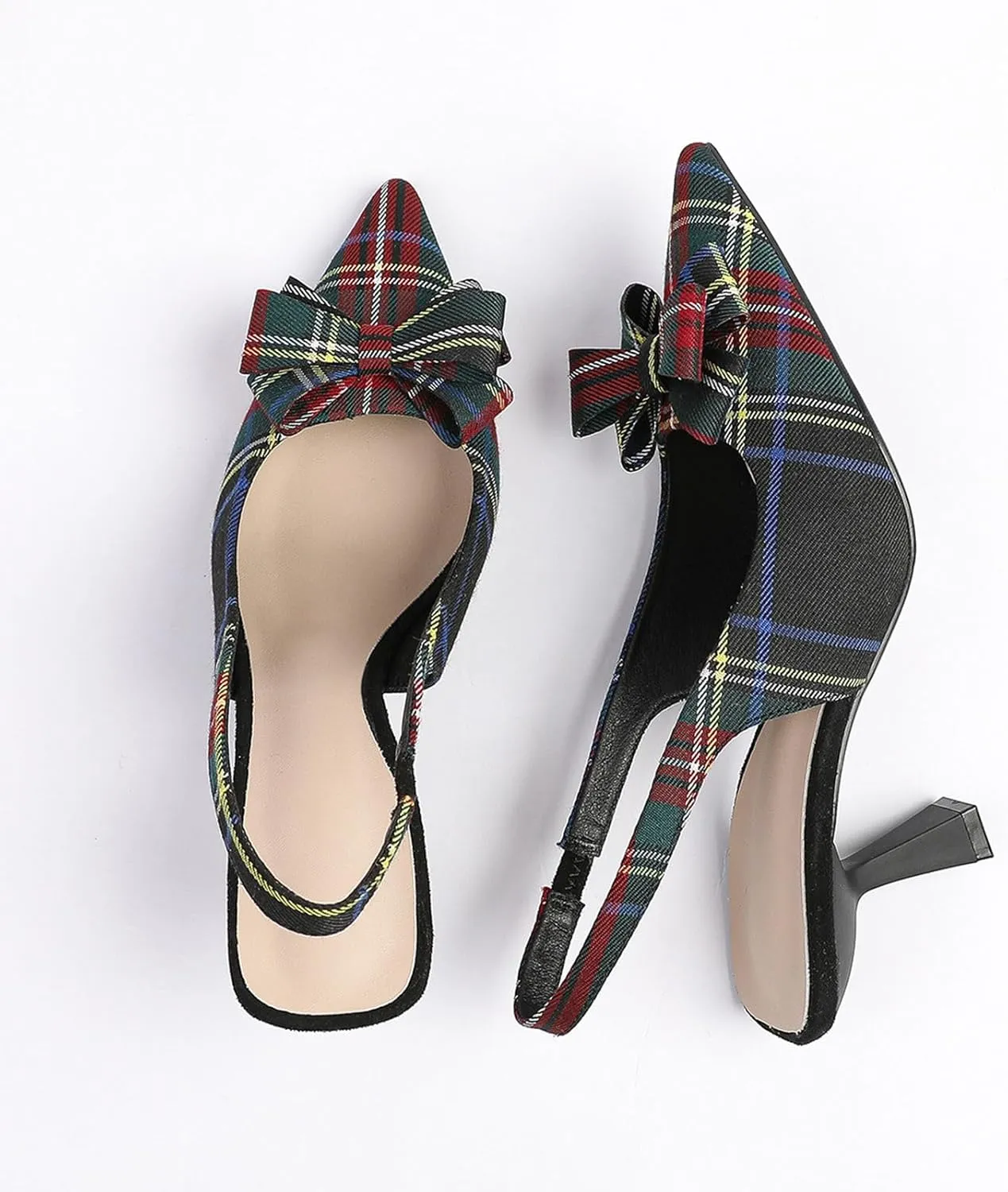 Slingback Heels for Women Bow Closed Pointed Toe Pumps Kitten Heel Wedding Party Dress Shoes