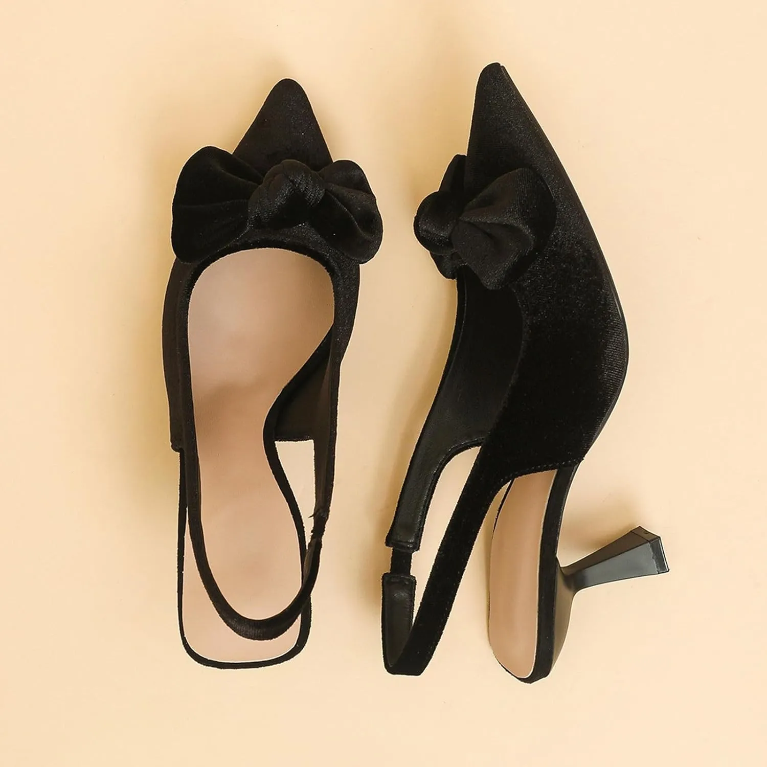 Slingback Heels for Women Bow Closed Pointed Toe Pumps Kitten Heel Wedding Party Dress Shoes