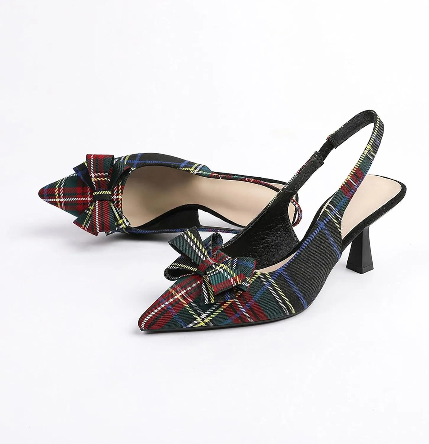 Slingback Heels for Women Bow Closed Pointed Toe Pumps Kitten Heel Wedding Party Dress Shoes