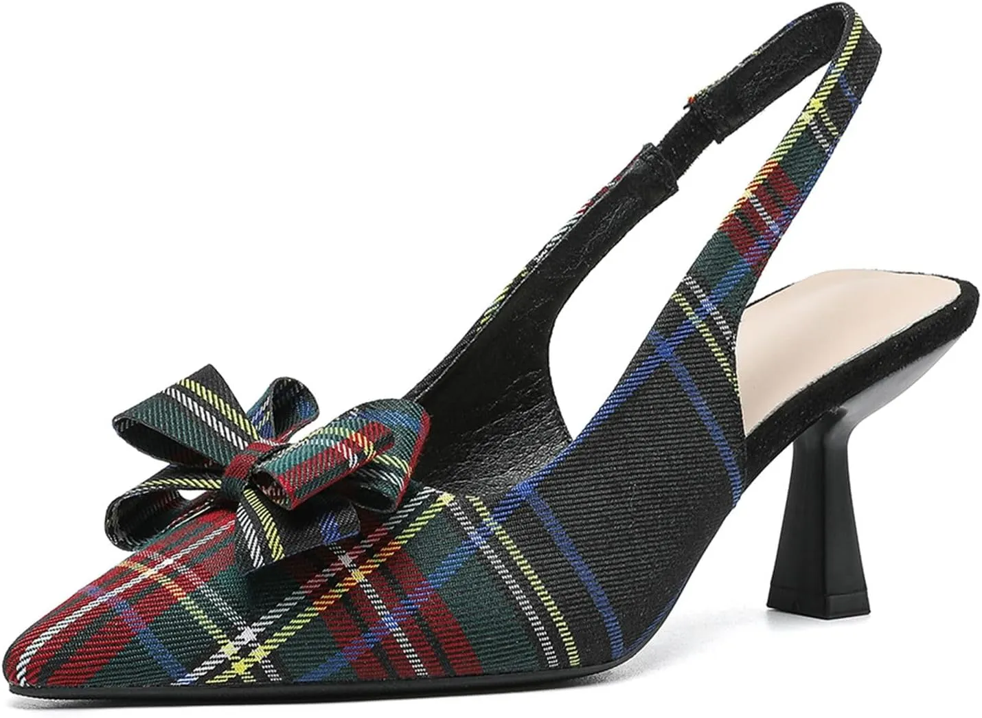 Slingback Heels for Women Bow Closed Pointed Toe Pumps Kitten Heel Wedding Party Dress Shoes